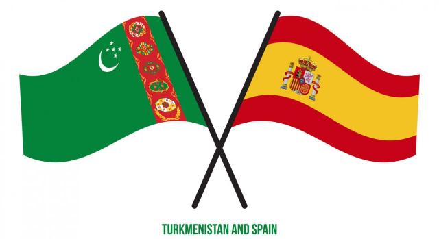 Denuncia de Turkmenistán al CDI . Imagen de la bandera de España y Turkmenistán juntas en forma de aspa