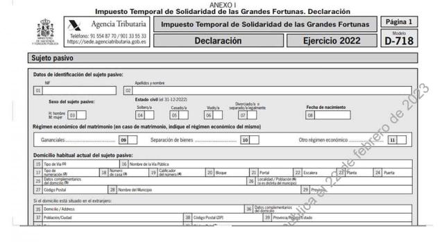Modelo 718 impuesto fortunas. Modelo 718