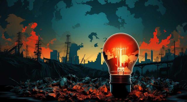 Se prorrogan, adaptan y retiran de forma gradual las medidas fiscales en materia energética adoptadas como respuesta a la crisis en Oriente Medio. Imagen de una bombrilla encendida sobre una ciudad en penumbra