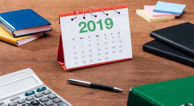 Calendario de sobremesa del año 2019