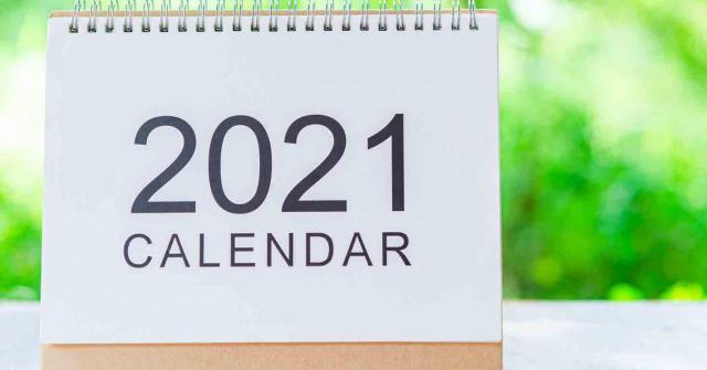 Calendario del contribuyente 2021. Imagen de la portada de un calendario de 2021