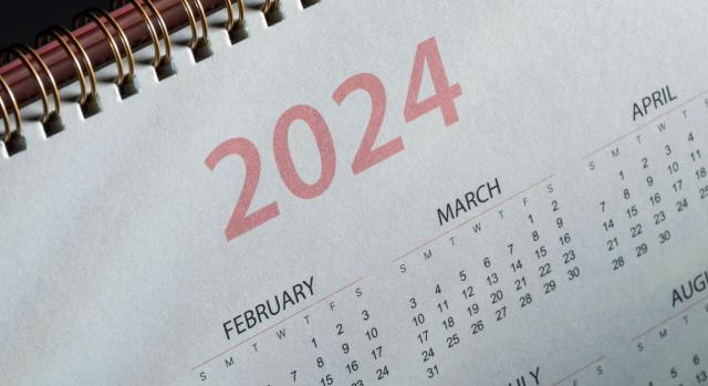 Calendario del contribuyente: Enero 2024. Imagen de un calendario del 2024