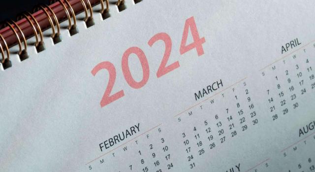 Calendario del contribuyente: Abril 2024. Imagen de un calendario del 2024