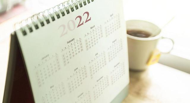 Calendario del contribuyente. Imagen de un calendario de 2022
