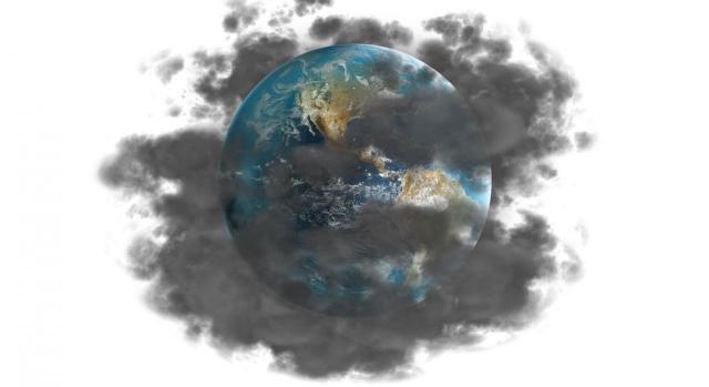 Imagen de la tierra y la contaminación por el cambio climático