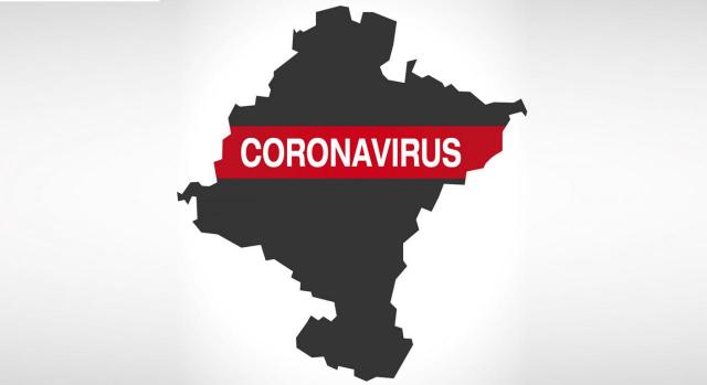 Medidas fiscales adoptadas en Navarra frente al coronavirus. Imagen de mapa de Navarra con la palabra coronavirus escrita en el mismo
