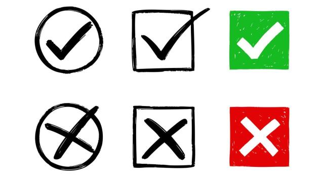 El TS confirma la resolución de la Junta Arbitral del País Vasco que la competencia fiscal para la exacción del IVA de la operación por la que una sociedad cooperativa adquirió en 2020 un inmueble a una sociedad inmobiliaria. Imagen de una colección de cruces dibujadas a mano y conjuntos de iconos de marcas de verificación