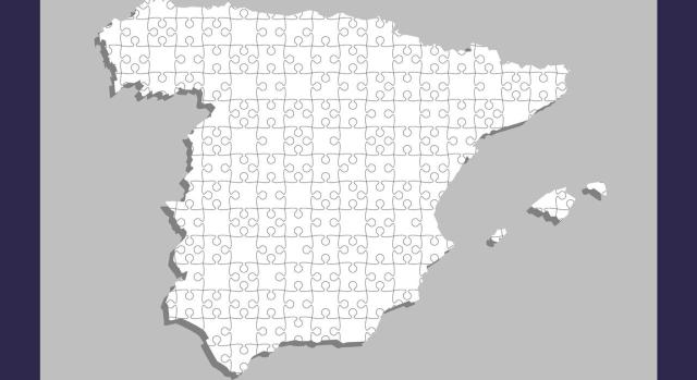 Actualización de las entregas a cuenta a las comunidades autónomas y a las entidades locales de los recursos resultantes de la aplicación de los sistemas de financiación territorial. Imagen del mapa de España hecho con piezas de puzzle