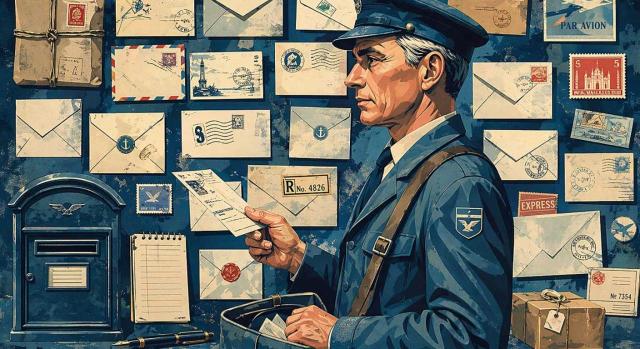 La notificación en el domicilio fiscal es válida, aun cuando la Administración Tributaria no la realiza en el domicilio del representante designado a estos efectos. Imagen del dibujo de un hombre cartero rodeado de diversas cartas