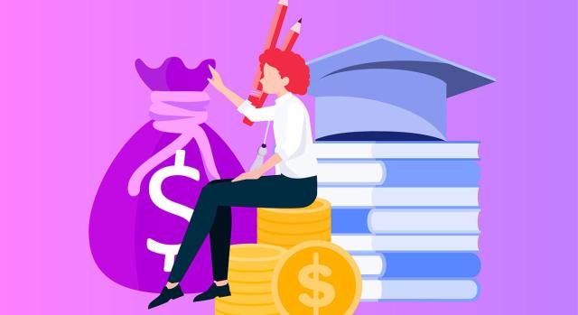 Las becas del ICEX para la formación de expertos en internacionalización empresarial no están exentas en el IRNR Las becas del ICEX para la formación de expertos en internacionalización empresarial no están exentas en el IRNR. Ilustración de una estudiante con dinero alrededor