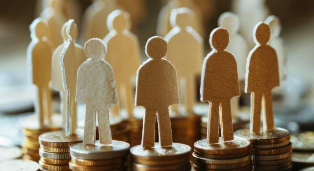 Los fondos de inversión no residentes han de tener el mismo tratamiento fiscal que las instituciones de inversión colectiva residentes, y no uno menos favorable. Imagen de figuras de personas sobre montones de monedas