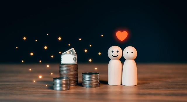 Deducción por inversión en empresas de nueva o reciente creación Deducción por inversión en empresas de nueva o reciente creación. Imagen de figuritas de madera con un corazón encima y dinero en monedas