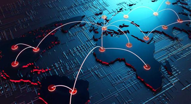 Modelo 720: el límite de exención de 50.000 euros debe calcularse de forma separada para cada bloque patrimonial, y no de manera conjunta para todos los bienes y derechos en el extranjero. Imagen del mapa del mundo interrelacionado con flechas
