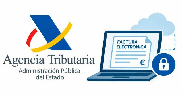 Análisis de la Agencia Tributaria sobre la facturación electrónica y la solución pública de facturación electrónica Análisis de la Agencia Tributaria sobre la facturación electrónica y la solución pública de facturación electrónica: Comienza la cuenta atrás. Imagen del logo de la AEAT junto a un ordenador en el que pone factura electrónica