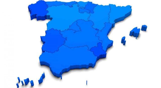 Leyes de Presupuestos y de Medidas de las CC.AA de régimen común. Imagen de Mapa de España con sus comunidades en 3d en color azul