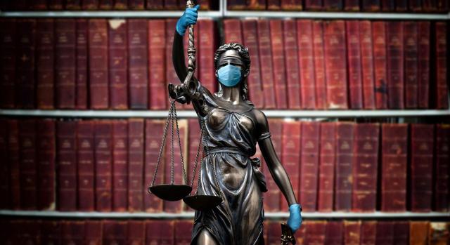 Medidas, Administración de Justicia, reactivar actividad judicial, COVID-19. Imagen de la estatua de la justicia