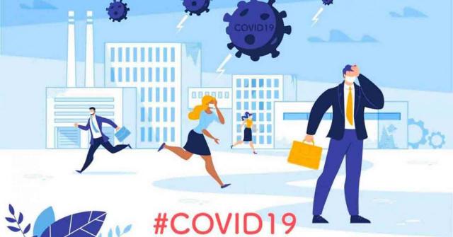 Álava aprueba nuevas medidas tributarias para luchar contra el COVID-19. Imagen de unos empresarios corriendo con el hastag COVID19