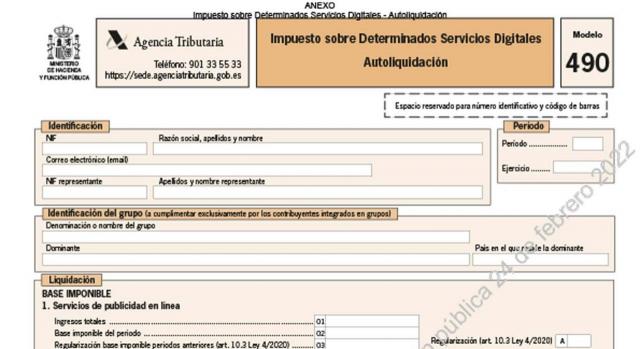 Nuevo modelo 490 para adaptarlo a su incorporación en el Concierto Económico Vasco Nuevo modelo 490 para adaptarlo a su incorporación en el Concierto Económico Vasco. Imagen de formulario del Modelo 490