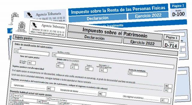 Modelos declaración IRPF e IP 2022. Imagen de los modelos superpuestos