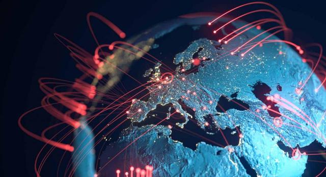 Ley 11/2021: modificaciones en el IRNR y en jurisdicciones no cooperativas. Imagen de líneas de conexión globales en mapa mundi