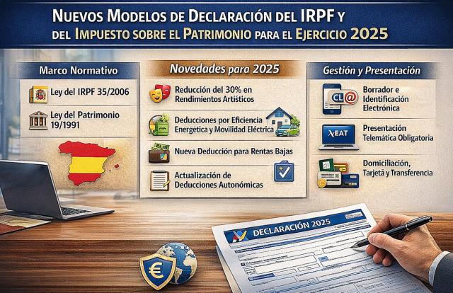 Aprobados los modelos de declaración de IRPF e IP para el ejercicio 2025. Imagen sobre la declaración de la renta 2025 de IRPF e IP