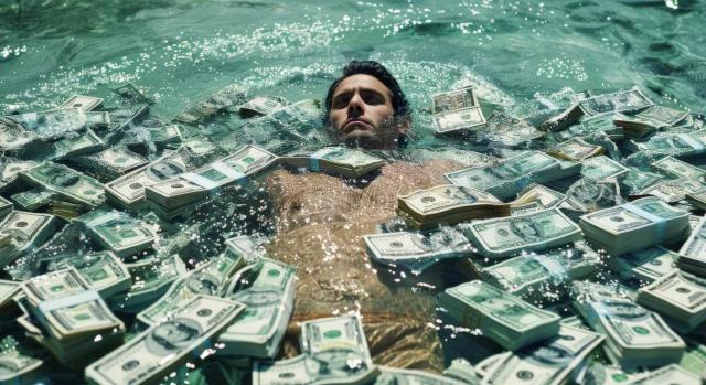 El Tribunal Supremo sobre el “cash pooling” cuando se refiere a préstamos intragrupo a corto plazo entre entidades no financieras. Imagen de un hombre bañandose rodeado de dinero