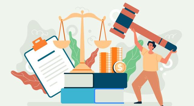 El TS determinará el alcance probatorio de los Informes del Equipo de Apoyo Informático de la AEAT: ¿son una verdadera prueba pericial?, ¿la condición de parte procesal de la AEAT les despoja del plus de objetividad y valor probatorio? Imagen de un diseño gráfico de dibujos animados con un mazo aporreando la balanza de la justicia