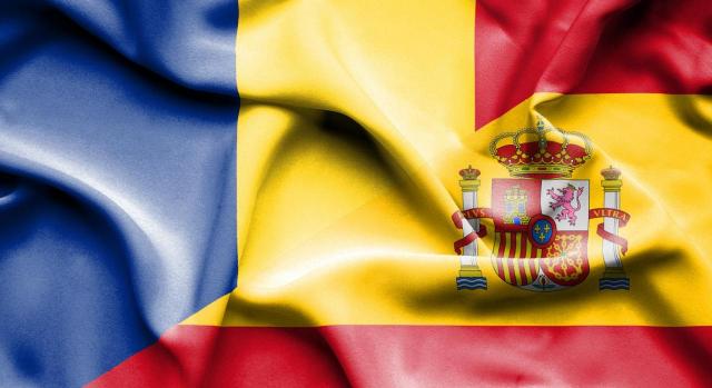 Banderas Rumania y España