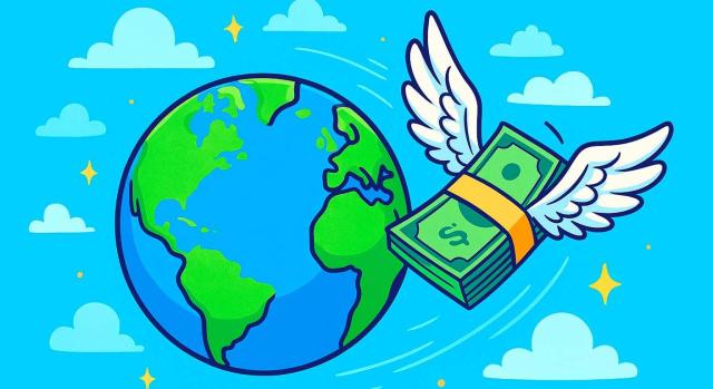 Nómina: concepto “Salario extranjero” por unos días trabajados en el extranjero Nómina: concepto “Salario extranjero” por unos días trabajados en el extranjero. Imagen de Globo terráqueo y dinero con alas